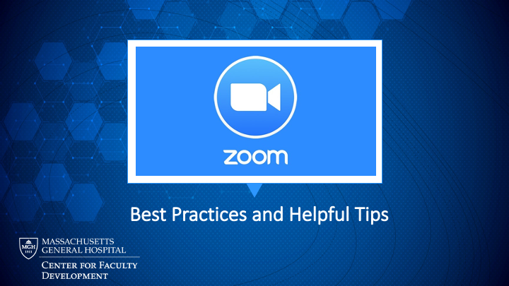slide with Zoom logo and text stating 'Best Practices and Helpful Tips slide with Zoom logo and text stating 'Best Practices and Helpful Tips